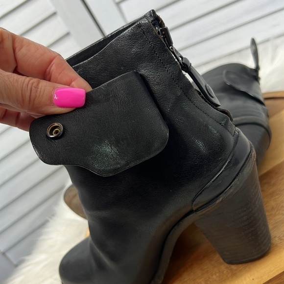 RAG & BONE l Newbury Black Leather Semi Pointed Toe Zipper Back 3" Heel Size 6 - Picture 10 of 12